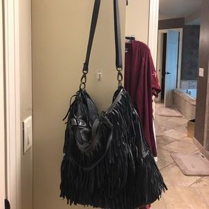 Johnny Was Grey Fringe Bag